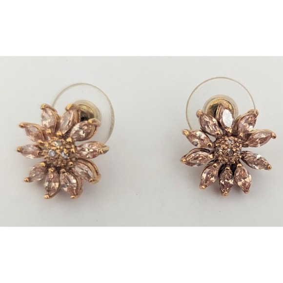 Vintage Flower and rhinestone earing - Picture 1 of 3